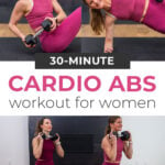 collage of woman performing cardio and mobility exercises