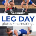 collage of glute and hamstring exercises