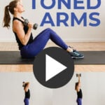 Pin for Pinterest Toned Arms Workout for Women - woman performing an overhead press