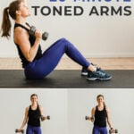 Pin for Pinterest Toned Arms Workout for Women - woman performing arm exercises